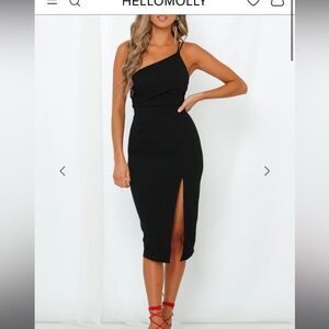 Hello Molly One Shoulder Black Dress